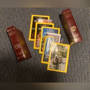 1987 National Geographic Magazines and Slip Cover Cases Slipcase + 2 Maps